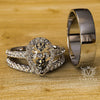2.0ct Pear Halo Diamond Gold Complete Wedding Set - 03US17